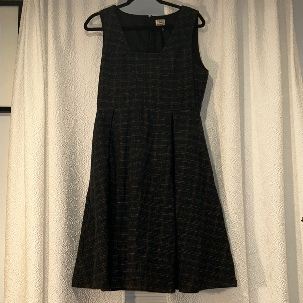 Modern Vintage Plaid Wool Blend Midi Dress